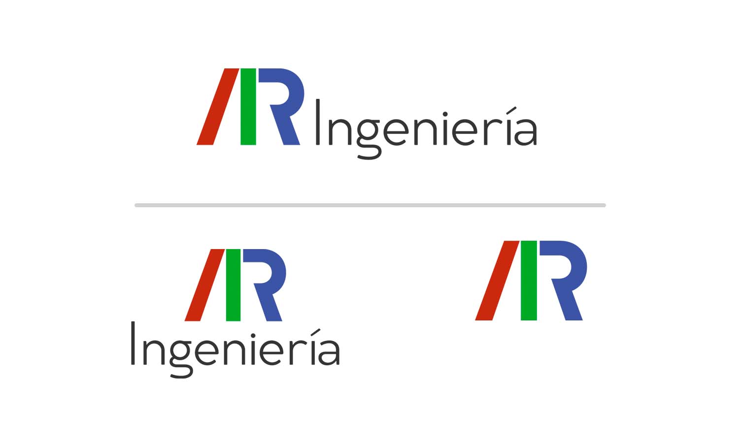 Logotipo de AR Ingeniería con sus variantes