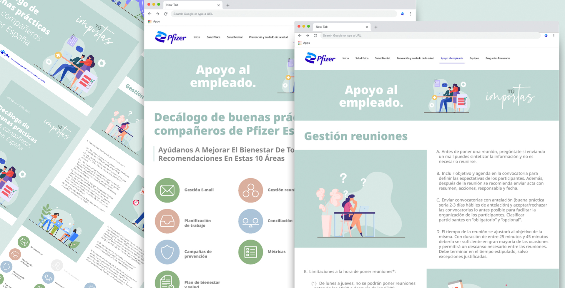 Muestra de pantallas diseñadas para sitio y presentaciones digitales de proyecto