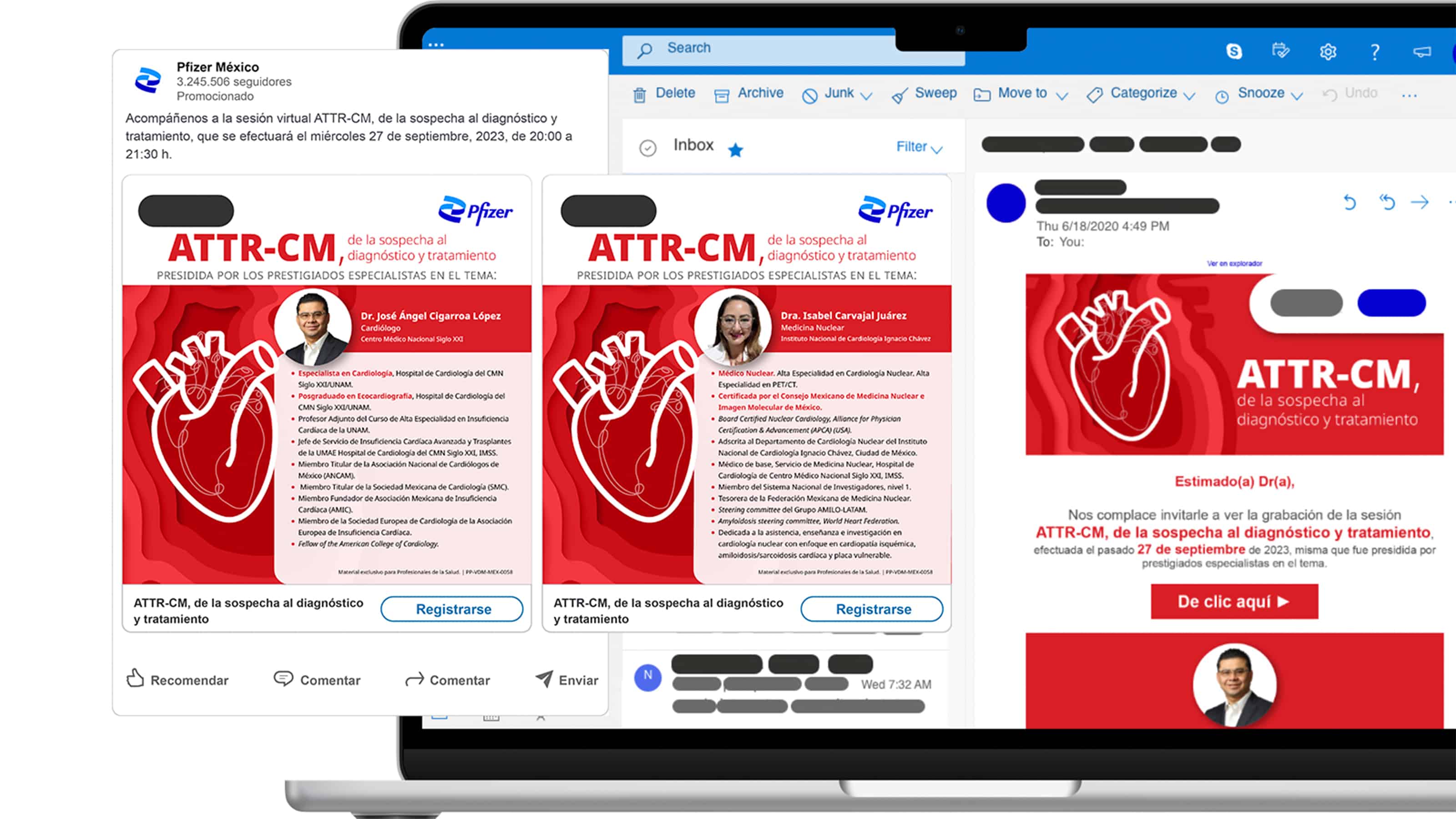 PlaticasATTR-CM-IMG-01 Muestra de diseños iniciales para redes sociales y correo en Desktop