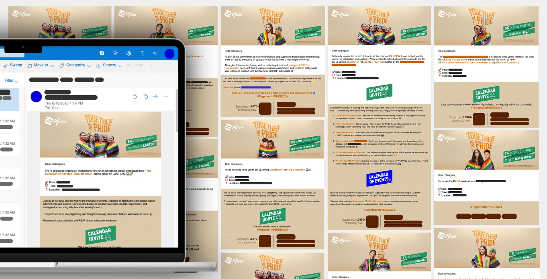 Together In Pride Email Template Mockup de template y muestra total de piezas diseñadas de fono